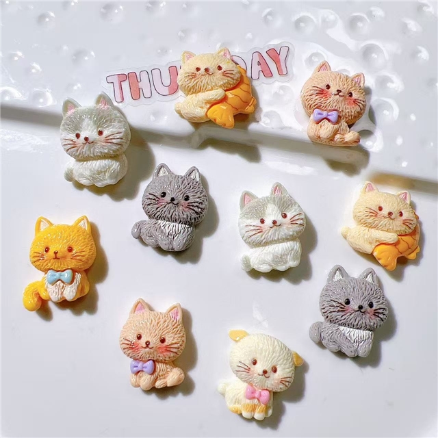 plastic/resin cute fishing cat 3d resin accessories