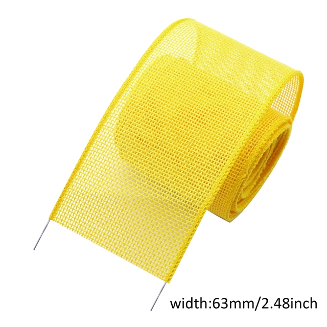 heat transfer printed linen linen wire edged ribbon yellow,63mm(2-1/2