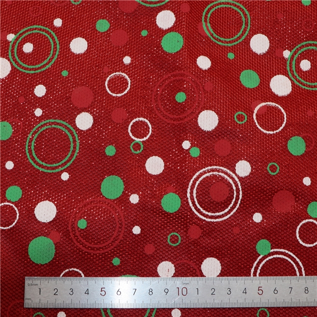 bright silk christmas circle wave dot offset printing plush bottom fabric