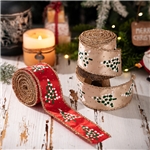 50mm glitter christmas tree wire edged ribbon