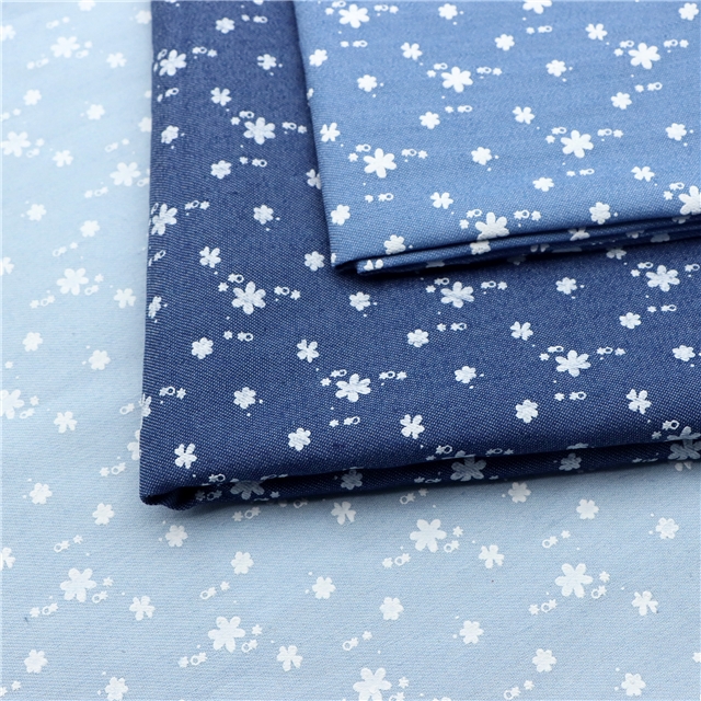 offset printed flower denim fabric 2#blue,50*150cm(19.7*59.1