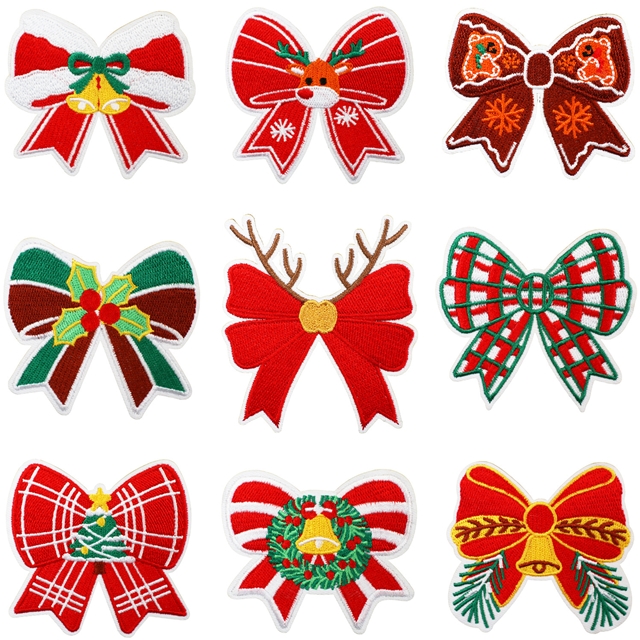 back with glue christmas bow series embroidery patch (back with glue)