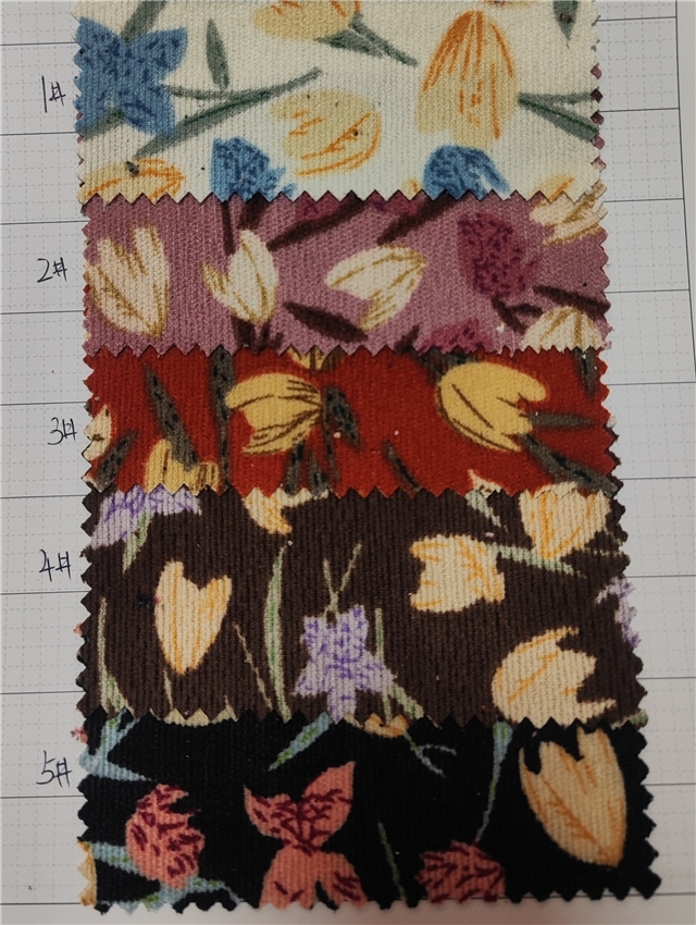 flower printed corduroy fabric