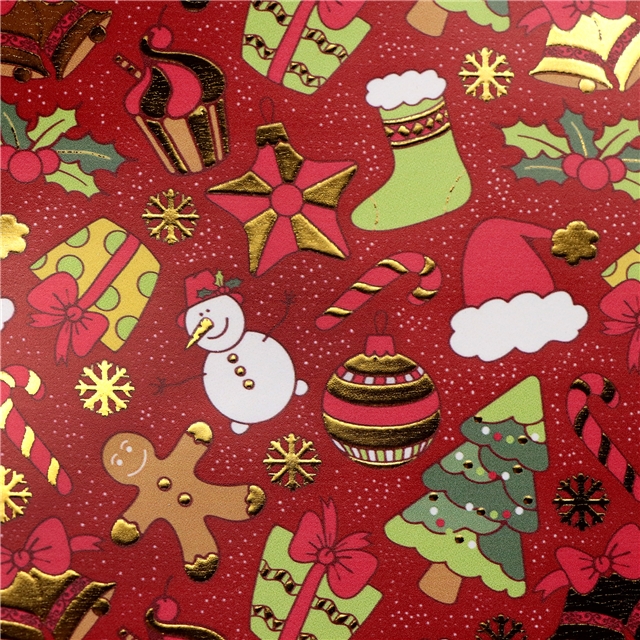 self printed gold foil faux leather fabric