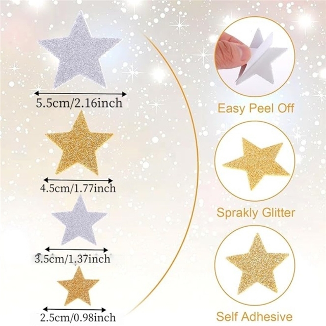 EVA big small mixed star foam fine powder glitter sticker