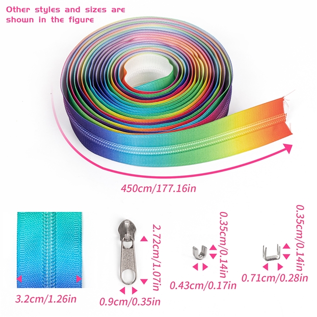 nylon 5# nylon zipper set (zipper 4.5 meters+10 pulls+20 front stops+10 tail stops)