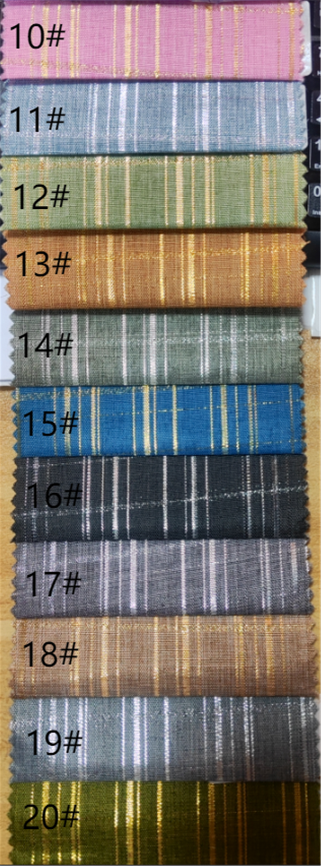 plain stripe plaid gold and silver thread imitation linen fabric