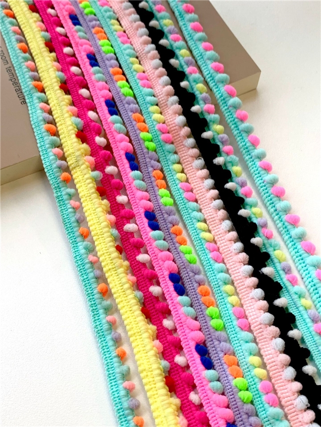 colorful single-sided woolen ball lace
