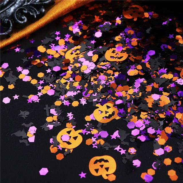 mixed halloween pumpkin cross nail glitter skull cat packaging filler (5g/pack)