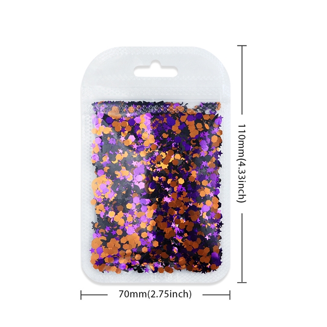 mixed halloween pumpkin cross nail glitter skull cat packaging filler (5g/pack)