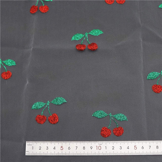 100% nylon cute two tone printed gold powder cherry mesh fabric