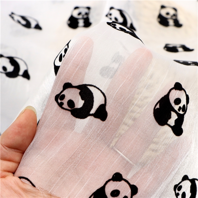 velvet panda shimmering ice flower wrinkled organza fabric