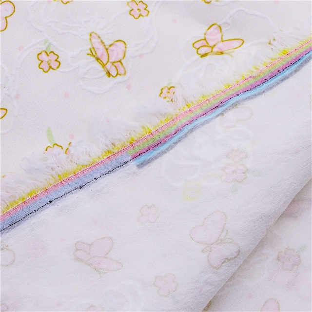 offset printed flower butterfly polyester fabric