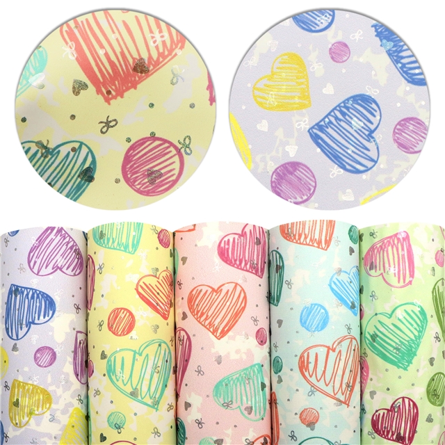 laser silver hot stamping crown heart faux leather