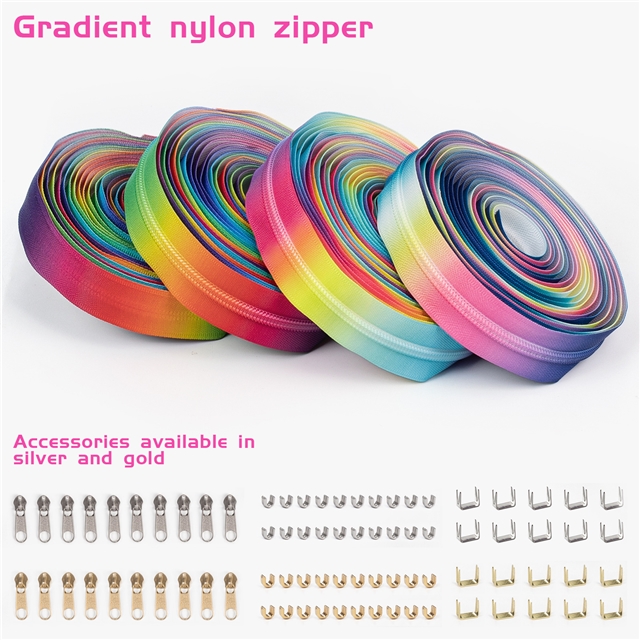 nylon 5# nylon zipper set (zipper 4.5 meters+10 pulls+20 front stops+10 tail stops)