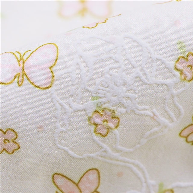 offset printed flower butterfly polyester fabric