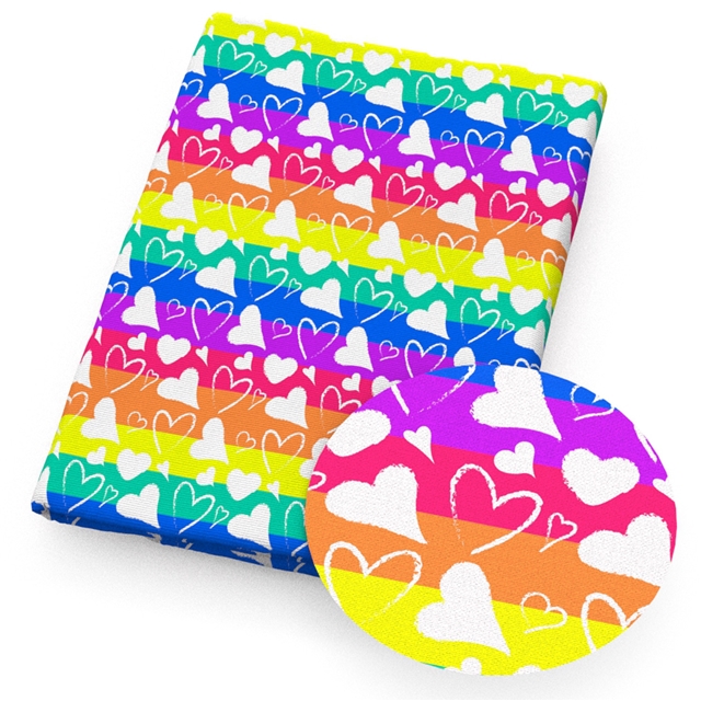 polyester cotton rainbow stars heart series polyester cotton fabric set (4 pcs/set)