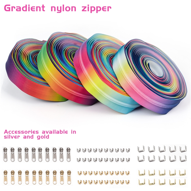 nylon 5# nylon zipper set (zipper 4.5 meters+10 pulls+20 front stops+10 tail stops)