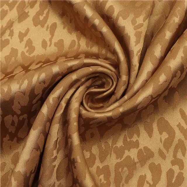 small leopard print dark satin face jacquard fabric