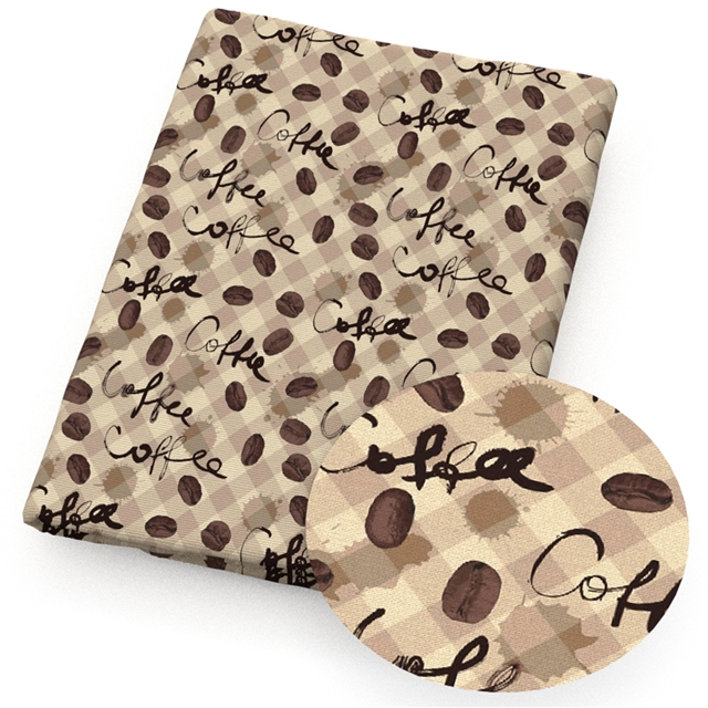 polyester cotton coffee series polyester cotton fabric set (4 pcs/set)