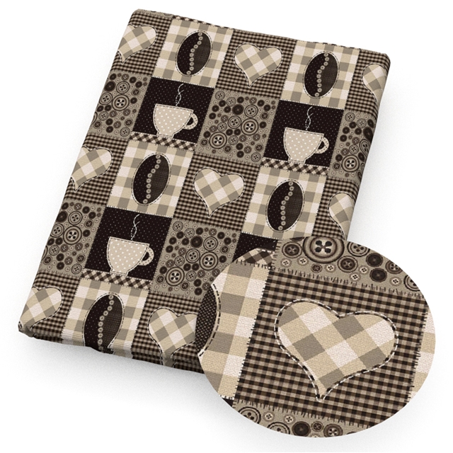 polyester cotton coffee series polyester cotton fabric set (4 pcs/set)