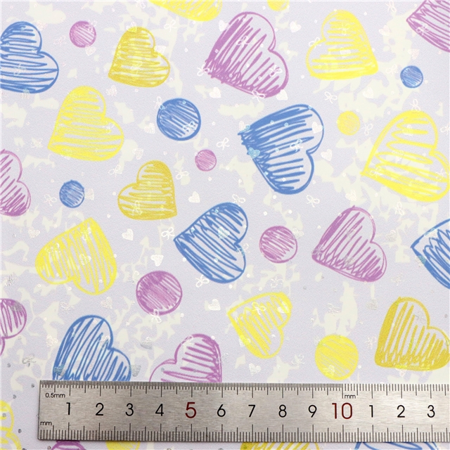 laser silver hot stamping crown heart faux leather