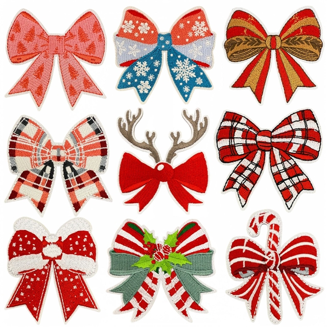 back with glue christmas bow series embroidery patch (back with glue)
