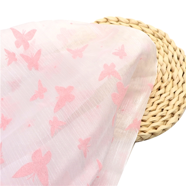 velvet pink butterfly shimmering ice flower wrinkled organza fabric