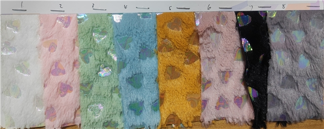 100% polyester colourful gold hot stamping heart velvet fabric