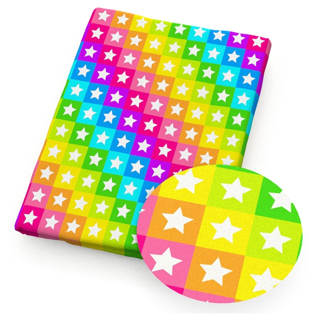 polyester cotton rainbow stars heart series polyester cotton fabric set (4 pcs/set)