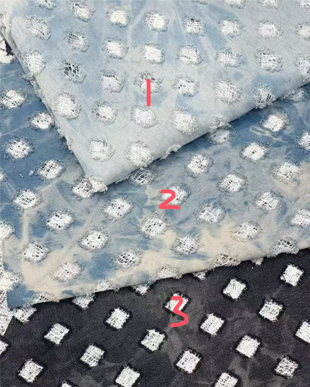 punched ripped hole denim fabric