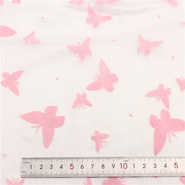 velvet pink butterfly shimmering ice flower wrinkled organza fabric