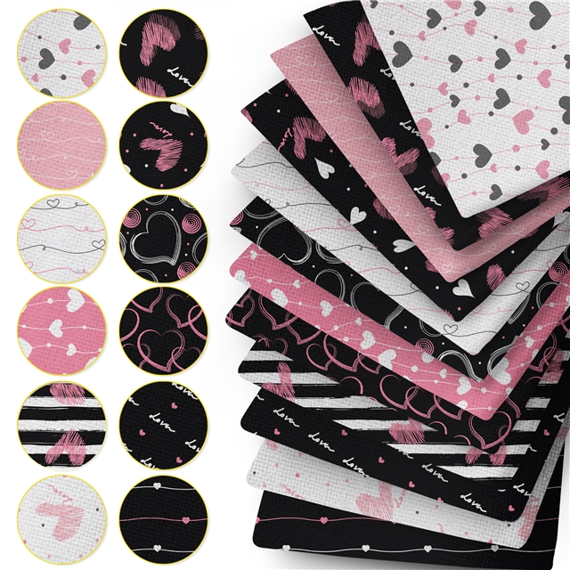 polyester cotton stripe heart series polyester cotton fabric set (12 pcs/set) polyester cotton fabric,20*20cm(7.9*7.9