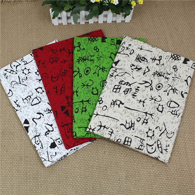 ancient style nail bone printing cotton and linen fabric