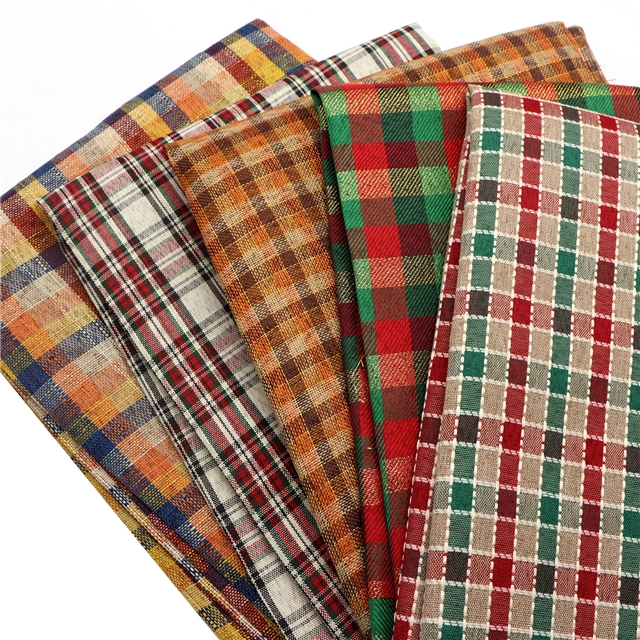 plaid gold and silver thread imitation linen fabric