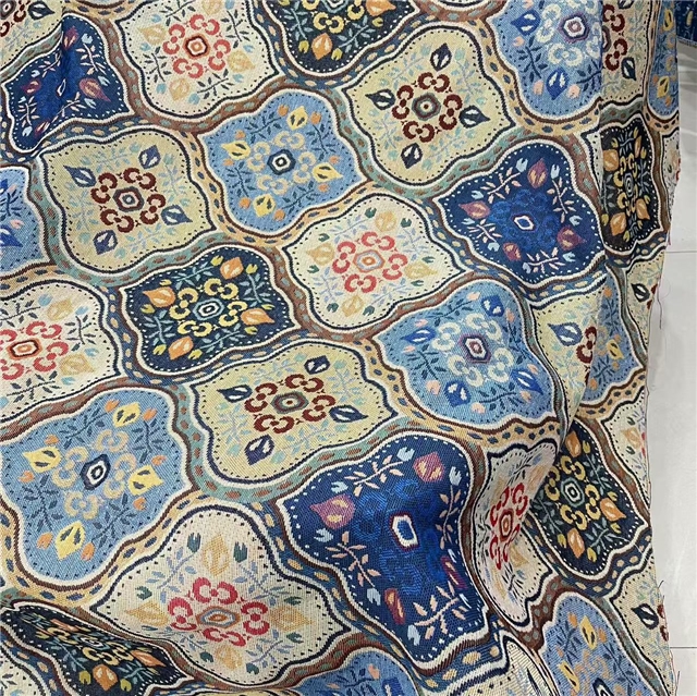 european bohemian jacquard contrasting polyester cotton fabric