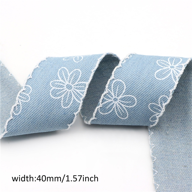 hook edge printed denim webbing 3#dark blue,2.5cm(1