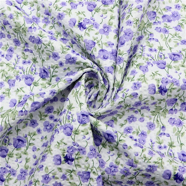 Bubble wrinkled silver hot stamping dot small floral flower fabric 4#purple,50*150cm(19.7*59.1