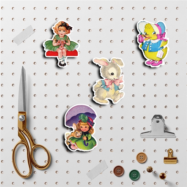 50pcs retro cute cartoon characters waterproof sticker