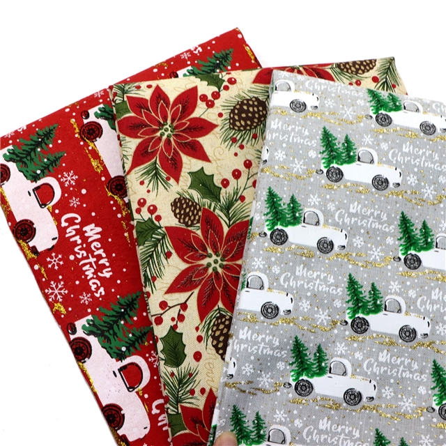 glitter christmas pinecone red flower linen cloth
