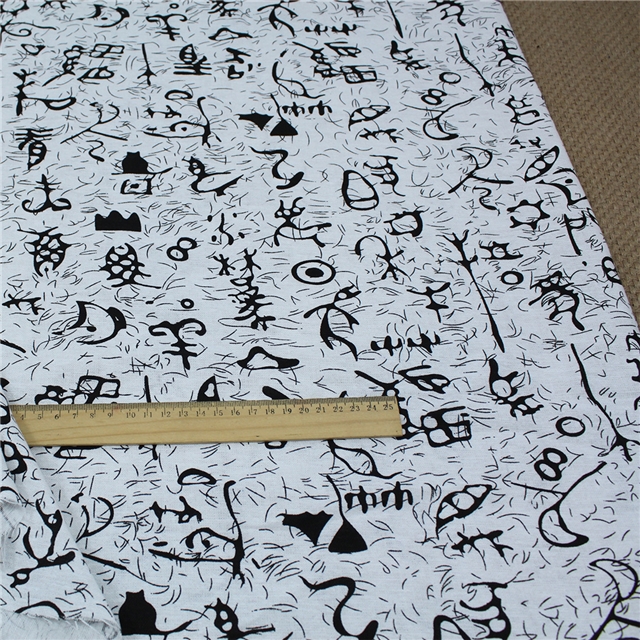 ancient style nail bone printing cotton and linen fabric