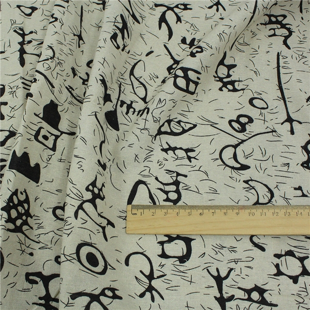 ancient style nail bone printing cotton and linen fabric