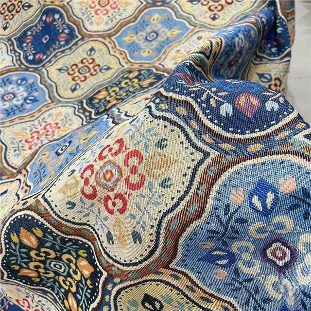 european bohemian jacquard contrasting polyester cotton fabric