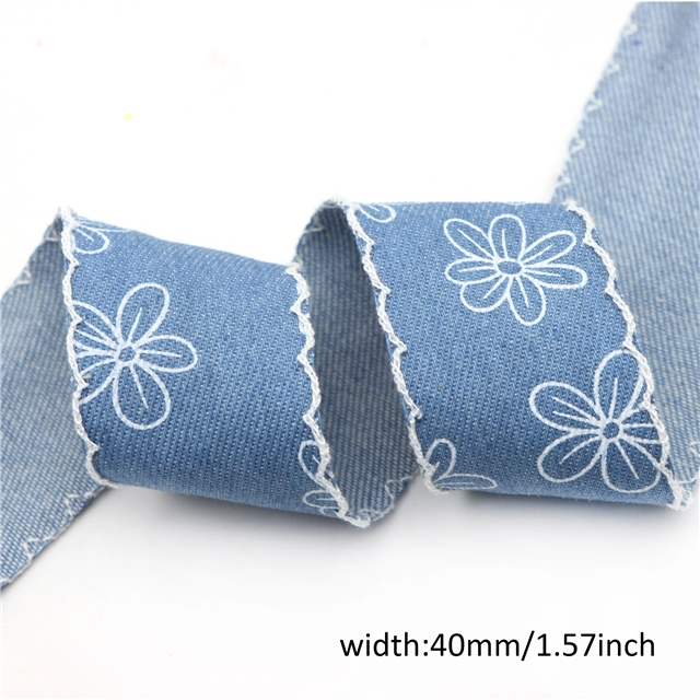 hook edge printed denim webbing 3#dark blue,2.5cm(1