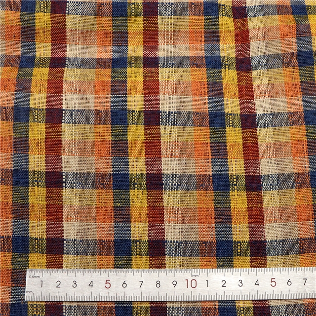 plaid gold and silver thread imitation linen fabric