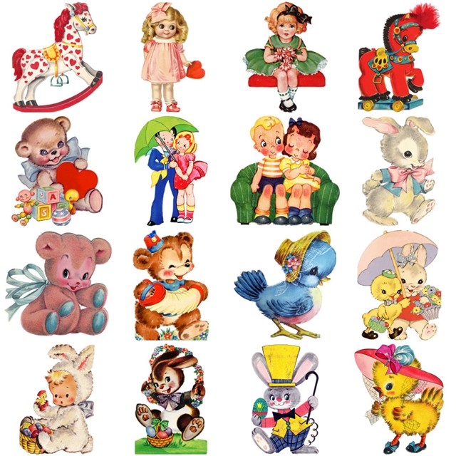 50pcs retro cute cartoon characters waterproof sticker