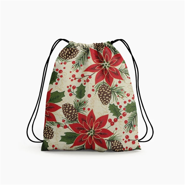 glitter christmas pinecone red flower linen cloth
