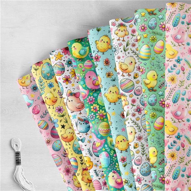 polyester cotton easter series polyester cotton fabric set (8 pcs/set)