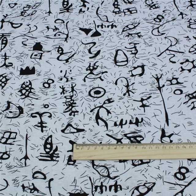 ancient style nail bone printing cotton and linen fabric