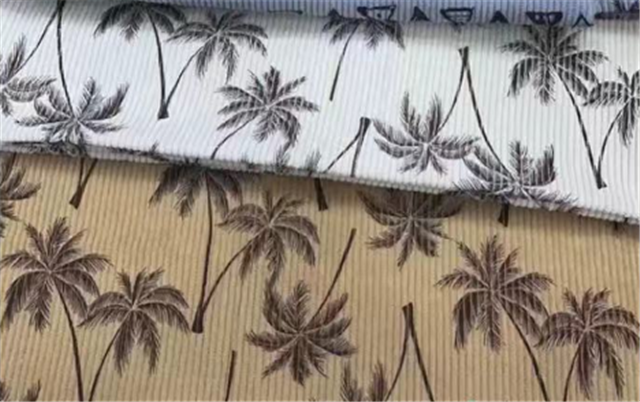 coconut palm tree printed corduroy fabric